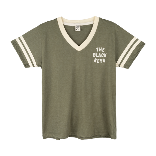 Army Green NRNF Vneck Ringer Tee